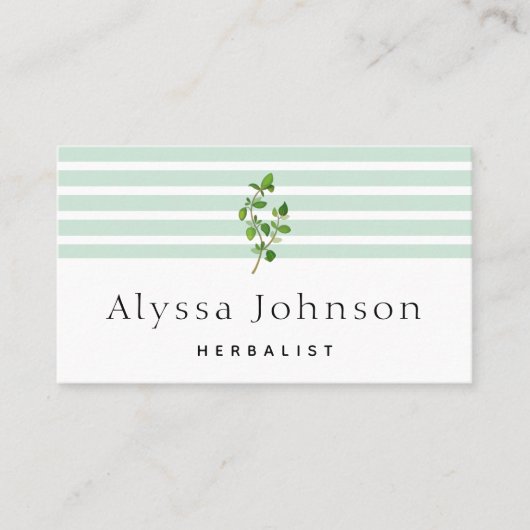 Striped Green Herbalist Minimal 名刺 (正面)