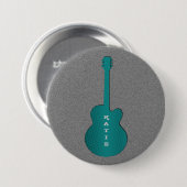 Striped Guitar Button, Turquoise 缶バッジ (正面&裏面)