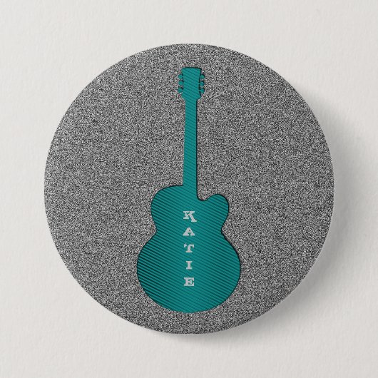 Striped Guitar Button, Turquoise 缶バッジ (正面)