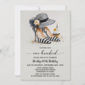 Striped High Heel Shoes 100th Birthday 招待状 (正面)