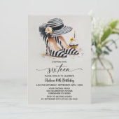 Striped High Heel Shoes 16th Birthday 招待状 (スタンド正面)