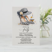 Striped High Heel Shoes 40th Birthday 招待状 (スタンド正面)