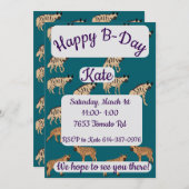 Striped Hyenas Happy Birthday 招待状 (正面/裏面)