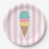 Striped Ice Cream Cone ペーパープレート (正面)