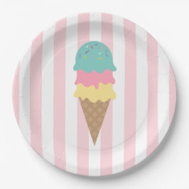 Striped Ice Cream Cone ペーパープレート