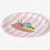 Striped Ice Cream Sundae ペーパープレート (アングル)