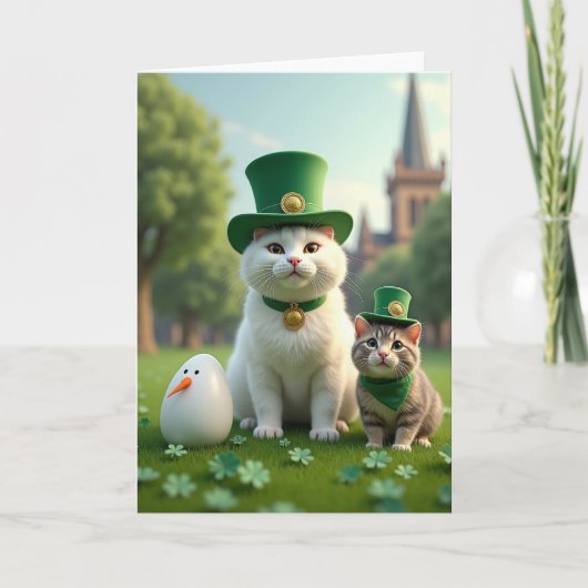 Striped Kitten Shamrock Card カード (正面)