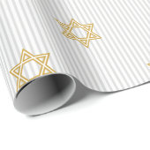 Striped Light Silver Jewish Star of David ラッピングペーパー (ロールコーナー)