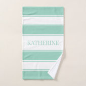 Striped Light Teal and White バスタオルセット (ハンドタオル)