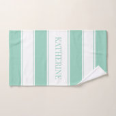 Striped Light Teal and White バスタオルセット (ハンドタオル)