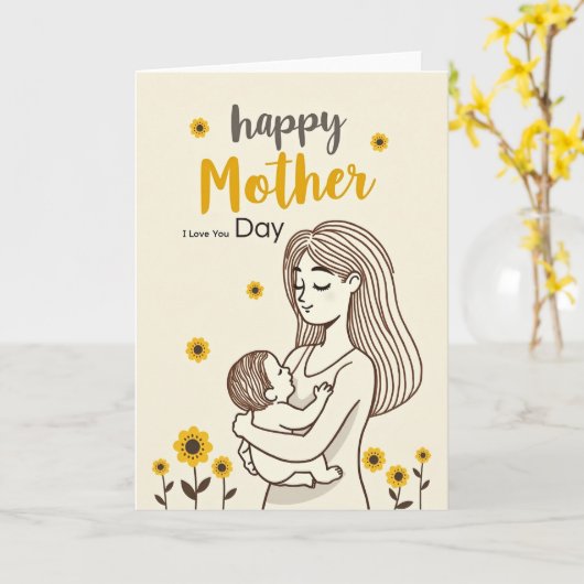 Striped Maternal Embrace Card カード (黄色い花)