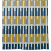 Striped Minimalist Green Blue シャワーカーテン (正面)