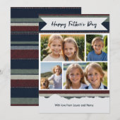 Striped Modern Father’s Day Custom Photo Collage シーズンカード (正面/裏面)