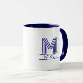 Striped Monogram Initial & Name Two-Tone マグカップ (正面右)