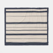 Striped Navy Blue and Cream  フリースブランケット (正面(横))