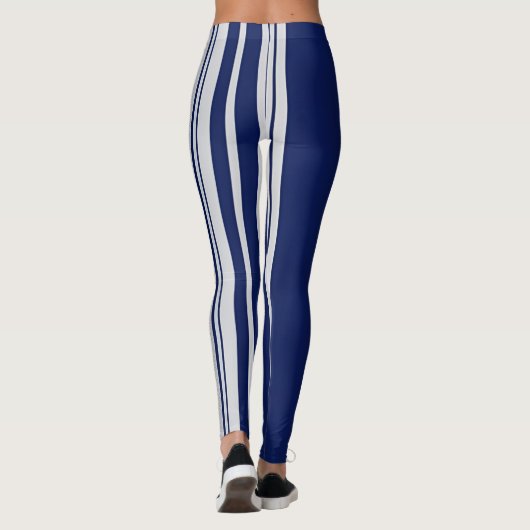 Striped Navy Blue and Grey Leggings レギンス (裏面)