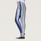 Striped Navy Blue and Grey Leggings レギンス (左)