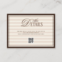 Striped Old Money Wedding QR code Details エンクロージャーカード