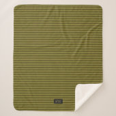 Striped Olive Green Knitted Look - Add initials to シェルパブランケット (正面)