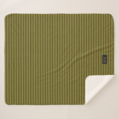 Striped Olive Green Knitted Look - Add initials to シェルパブランケット (正面(横))