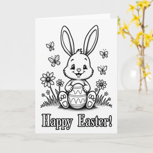 Striped Ovoid Bunny Joy Card カード (黄色い花)