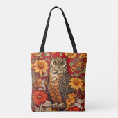 Striped Owl And Zinnia Flowers トートバッグ (裏面)