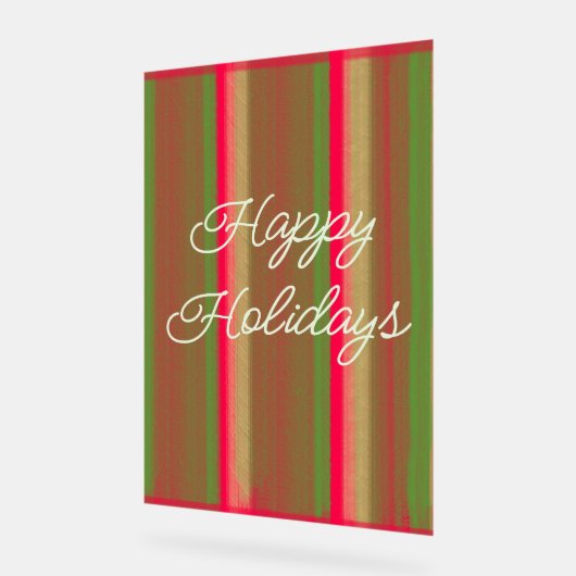Striped Painting Happy Holidays アクリルサイン (傾斜)