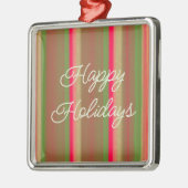 Striped Painting Happy Holidays メタルオーナメント (左)