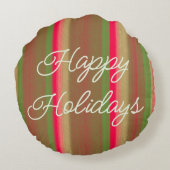 Striped Painting Happy Holidays ラウンドクッション (裏面)