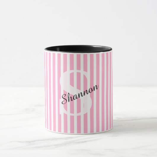 Striped Pastel Monogram Name  マグカップ (中央)