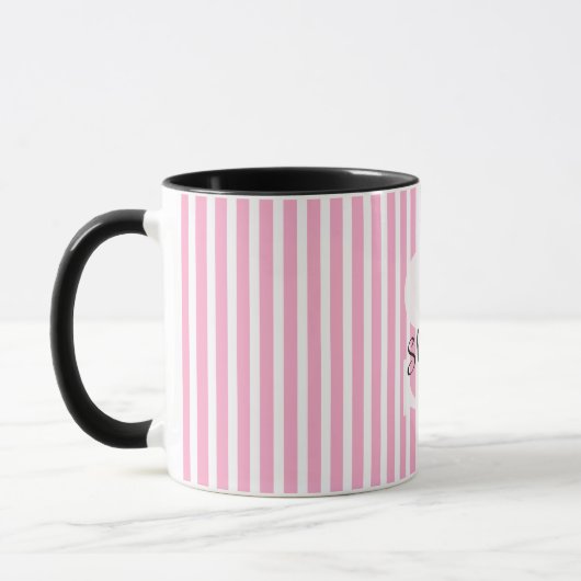 Striped Pastel Monogram Name  マグカップ (左)