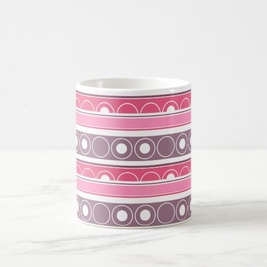 Striped pattern with circles and rings retro style コーヒーマグカップ (中央)