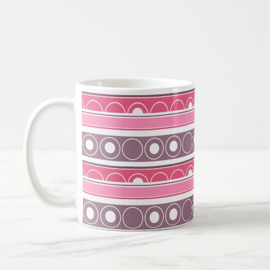 Striped pattern with circles and rings retro style コーヒーマグカップ (左)