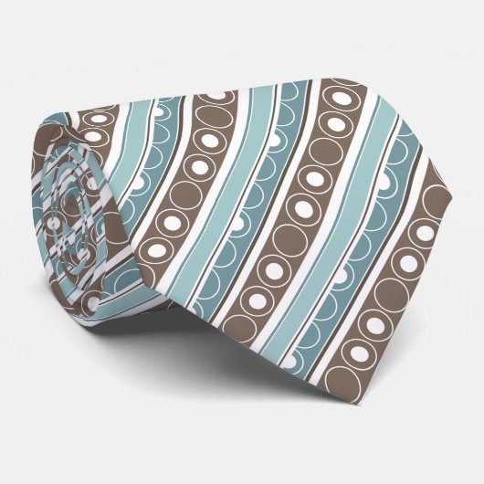Striped pattern with circles and rings retro style ネクタイ (ロール)