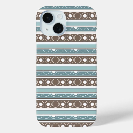 Striped pattern with circles and rings retro style Case-Mate iPhoneケース (裏面)