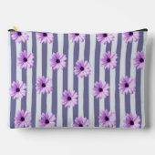 striped pattern with purple daisies アクセサリーポーチ (正面)