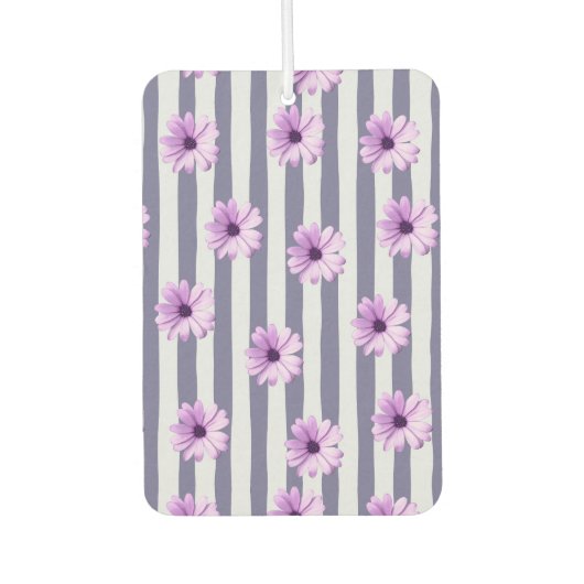 striped pattern with purple daisies カーエアーフレッシュナー (正面)