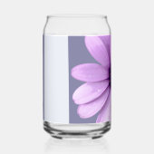 striped pattern with purple daisies ガラス缶 (正面)
