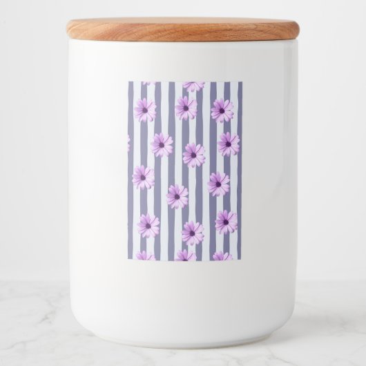 striped pattern with purple daisies フードラベル (正面)