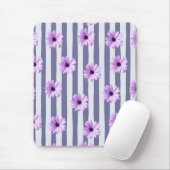 striped pattern with purple daisies マウスパッド (マウス)