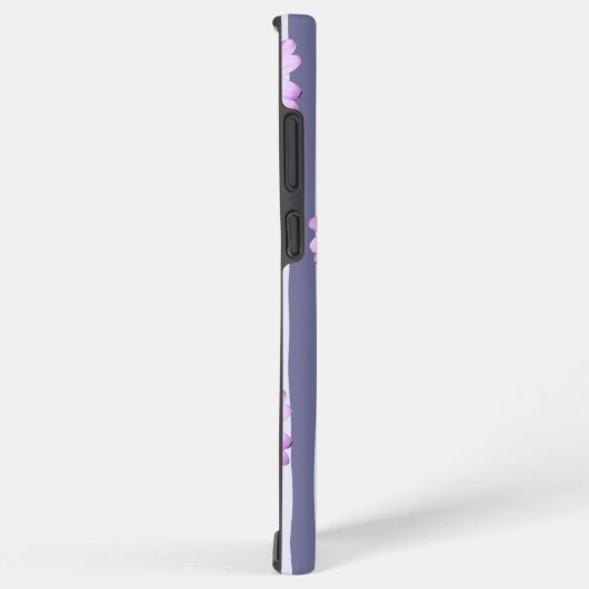 striped pattern with purple daisies samsung galaxyケース (右側面)