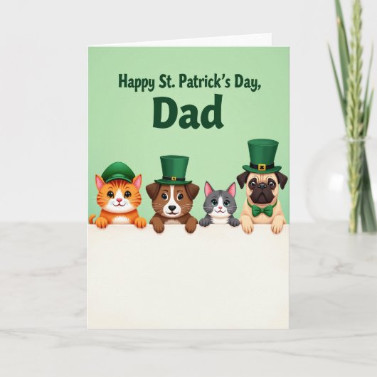 Striped Pets Happy St Patricks Card カード (正面)
