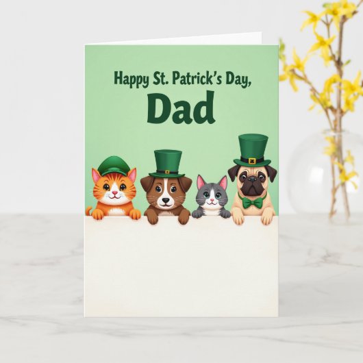 Striped Pets Happy St Patricks Card カード (黄色い花)