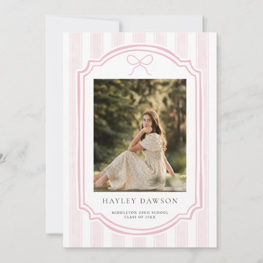 Striped Photo Graduation Party Invite Announcement 招待状 (正面)