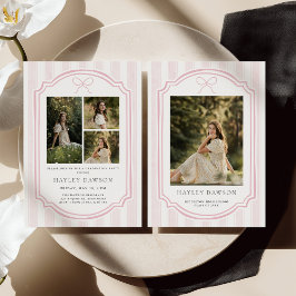 Striped Photo Graduation Party Invite Announcement 招待状