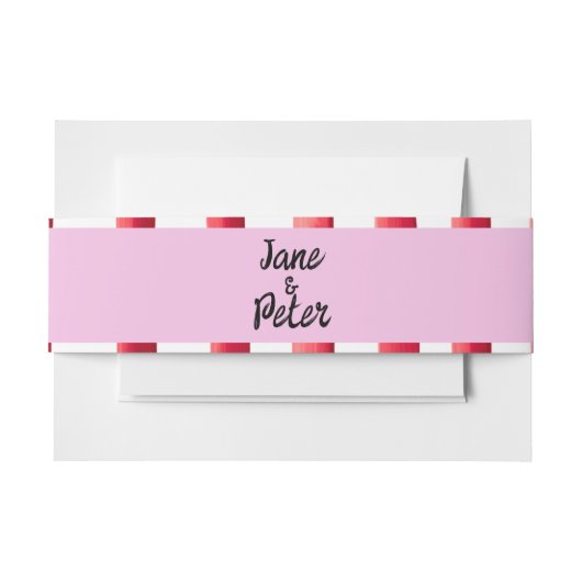 Striped Pink and Red Wedding 招待状ベリーバンド (正面例)