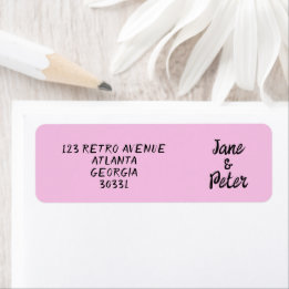 Striped Pink and Red Wedding Return Address Labels ラベル
