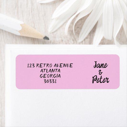 Striped Pink and Red Wedding Return Address Labels ラベル (インサイチュ)