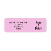 Striped Pink and Red Wedding Return Address Labels ラベル (正面)