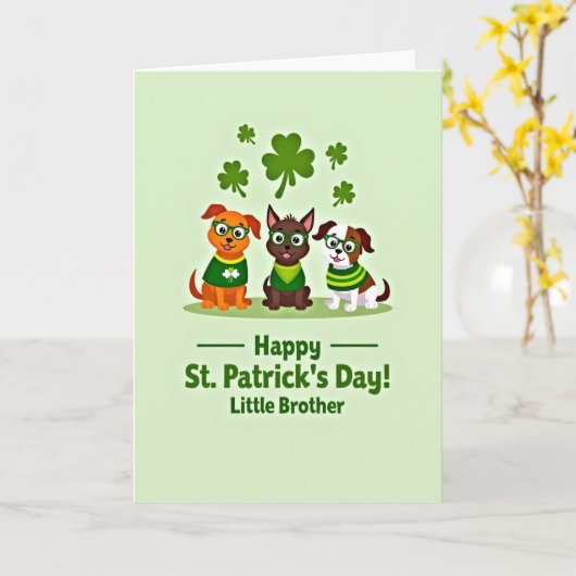 Striped Puppy Patrick Card カード (黄色い花)